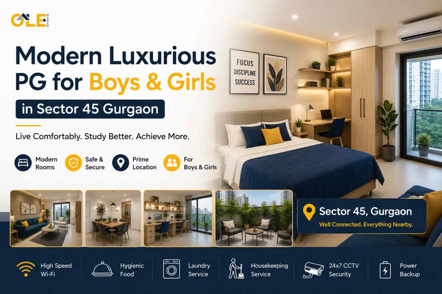 Modern Luxurious PG for Boys & Girls in Sector 45 Gurgaon